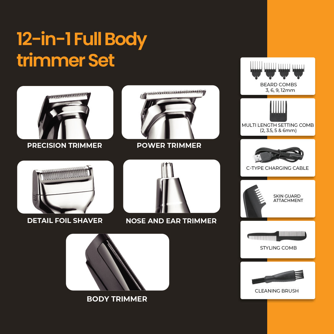 Airluxe GroomMaster 12-in-1 Multi Grooming Kit for Men