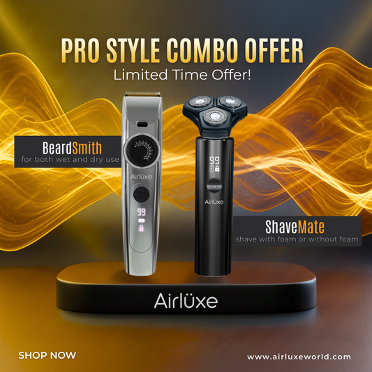 ShaveMate x BeardSmith Ultra Grooming Combo for Men | Rotary Shaver + Beard Trimmer Power Set