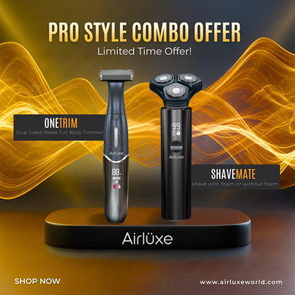 OneTrim + ShaveMate Men’s Grooming Combo | Full Body & Sensitive Area Trimmer with Rotary Shaver