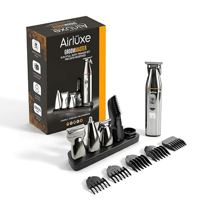 Airluxe GroomMaster 12-in-1 Multi Grooming Kit for Men Beard, Body, Hair, Nose & Ear | Full Body | Suitable for private parts