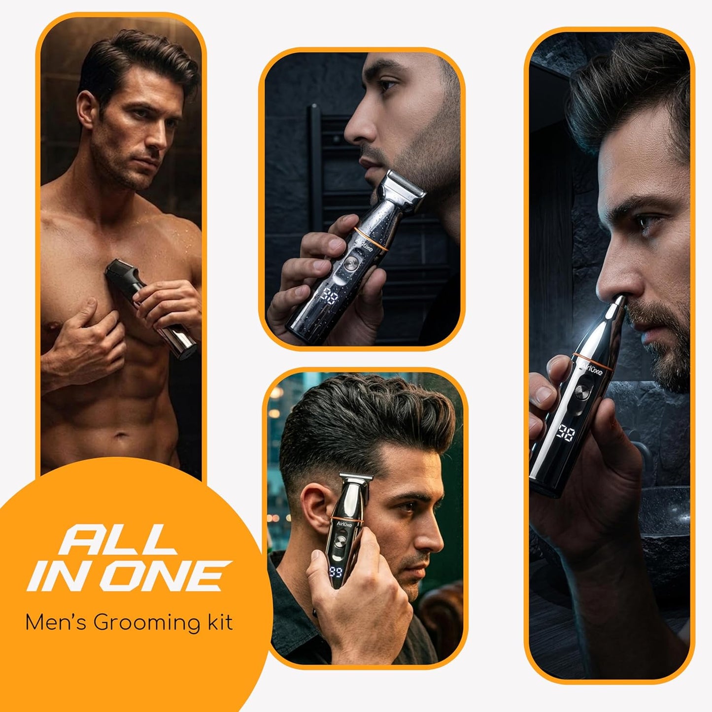 Airluxe GroomMaster 12-in-1 Multi Grooming Kit for Men Beard, Body, Hair, Nose & Ear | Full Body | Suitable for private parts